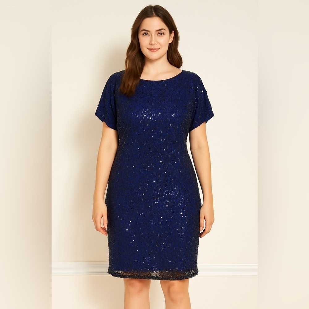 JS COLLECTIONS 
Romy Sequin Lace Cocktail Dress size  8 (M)